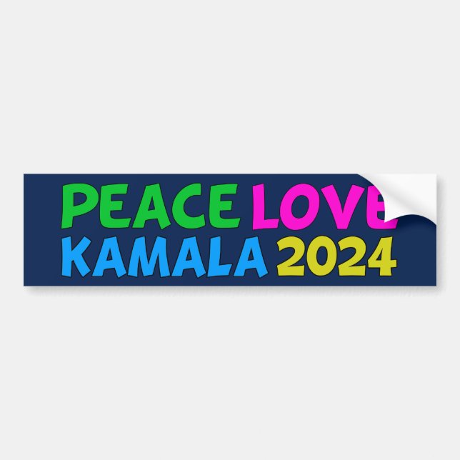 Peace Love Kamala Harris Cute 2024 Election Bumper Sticker (Front)