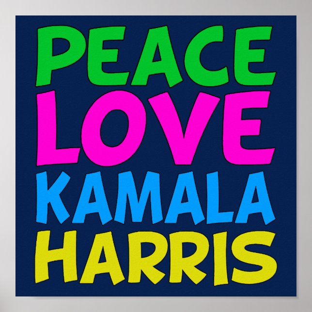 Peace Love Kamala Harris Cute Blue Poster (Front)