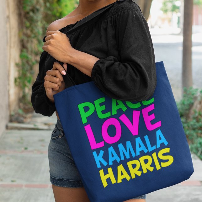Peace Love Kamala Harris Cute Blue Tote Bag (Creator Uploaded)