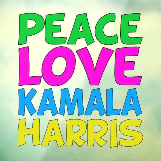 Peace Love Kamala Harris Cute Election Window Cling (Sheet 3)