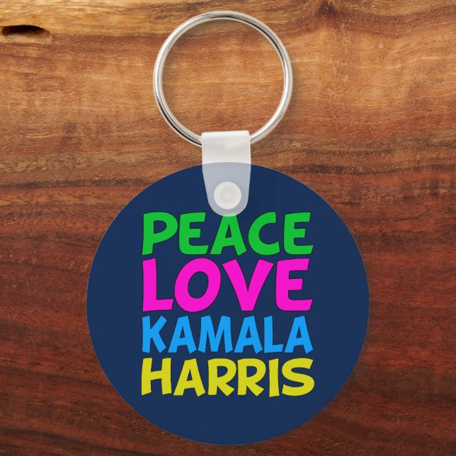 Peace Love Kamala Harris Key Ring (Front)