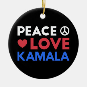 Peace Love Kamala I - Kamala Harris For President Ceramic Tree Decoration