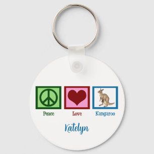 Peace Love Kangaroo Cute Custom Key Ring