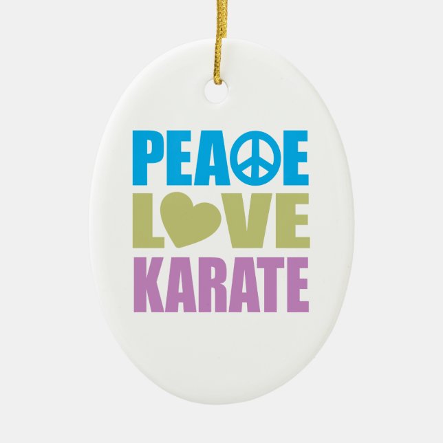 Peace Love Karate Ceramic Tree Decoration (Front)