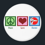 Peace Love Karate Magnet<br><div class="desc">Peace sign, heart, and a black belt in karate.</div>