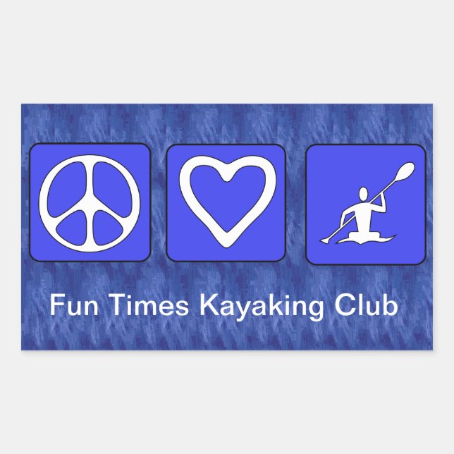 Peace Love Kayaking Rectangular Sticker (Front)