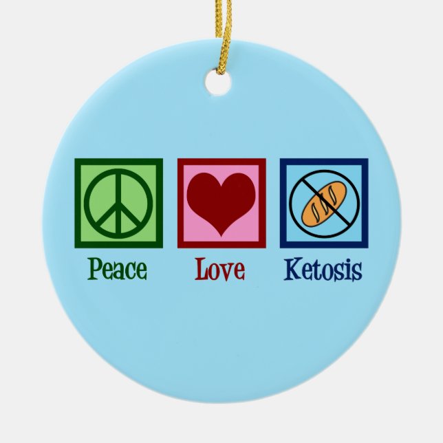 Peace Love Ketosis Ceramic Tree Decoration (Front)