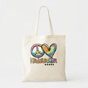 Peace Love Kindergarten Funny Tie Dye First Day Of Tote Bag