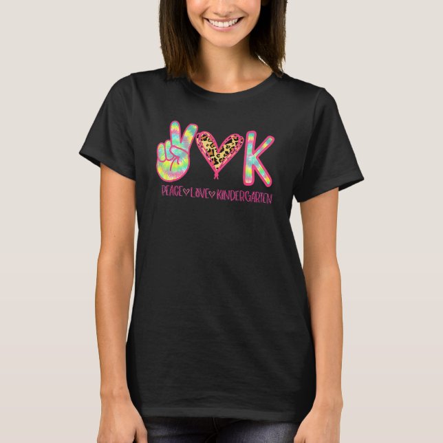 Peace Love Kindergarten Squad Back To School Match T-Shirt (Front)