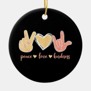Peace Love Kindness Ceramic Tree Decoration