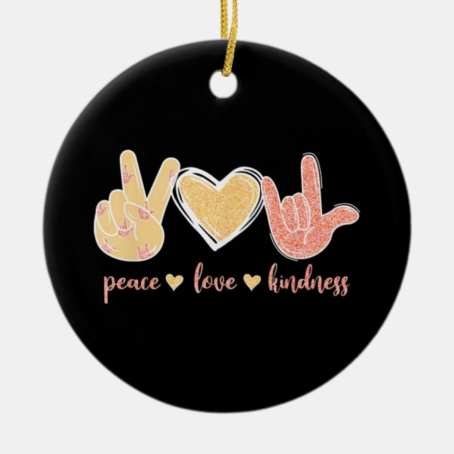 Peace Love Kindness Ceramic Tree Decoration (Front)