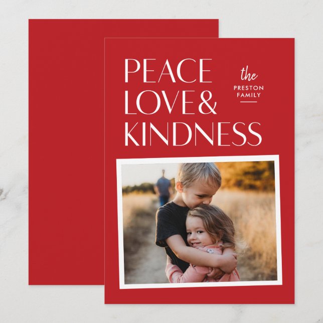Peace Love & Kindness Holiday Christmas Photo Card (Front/Back)