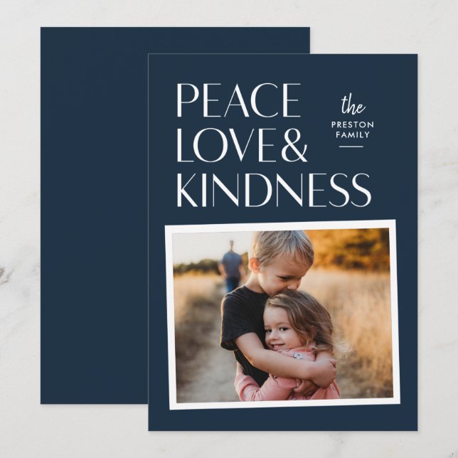 Peace Love & Kindness Holiday Christmas Photo Card (Front/Back)