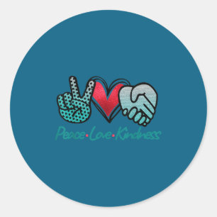 Peace Love Kindness Symbols Teal Design  Classic Round Sticker