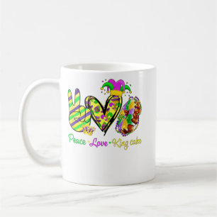 Peace Love King Cake Mardi Gras Men Women Kids Coffee Mug