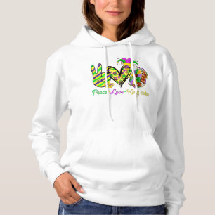 Peace Love King Cake Mardi Gras Men Women Kids Hoodie