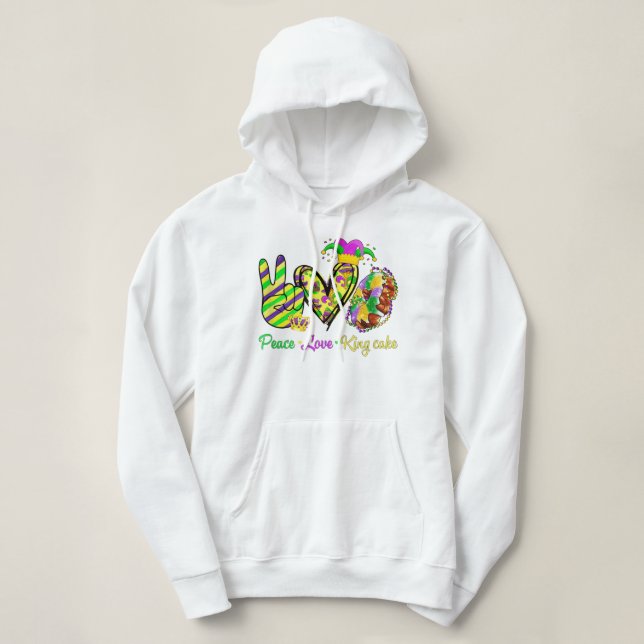 Peace Love King Cake Mardi Gras Men Women Kids  Hoodie (Design Front)