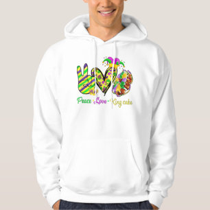 Peace Love King Cake Mardi Gras Men Women Kids Hoodie