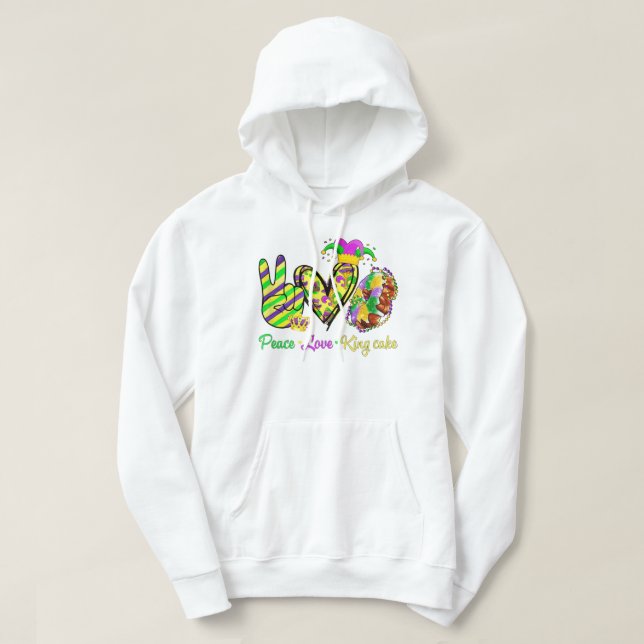 Peace Love King Cake Mardi Gras Men Women Kids  Hoodie (Design Front)