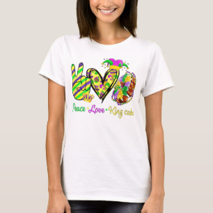 Peace Love King Cake Mardi Gras Men Women Kids T-Shirt