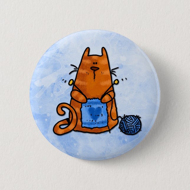 peace love knit 6 cm round badge (Front)