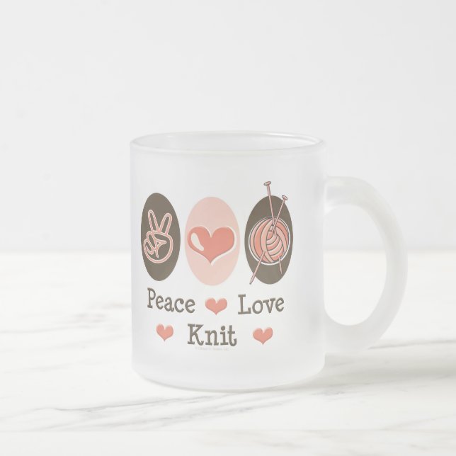 Peace Love Knit Frosted Mug (Right)