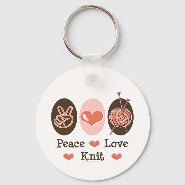 Peace Love Knit Key Chain (Front)