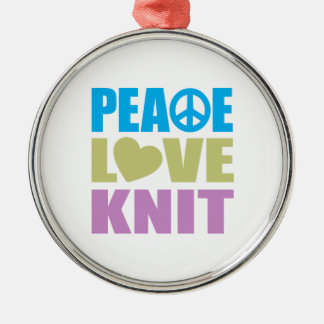 Peace Love Knit Metal Tree Decoration