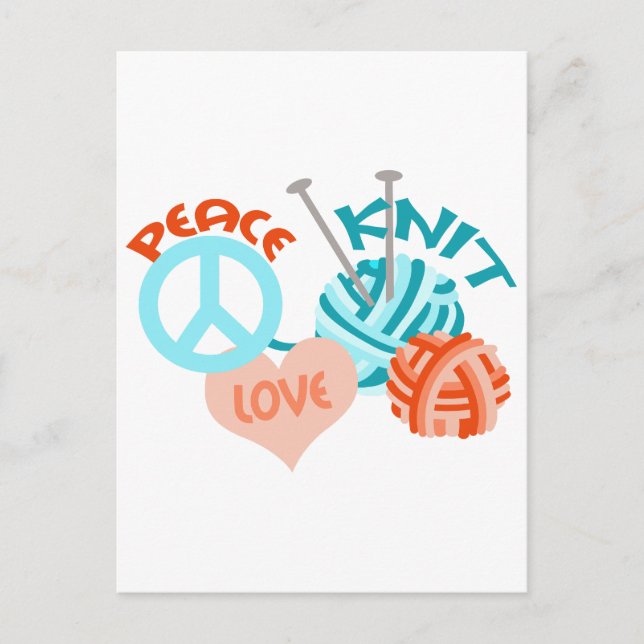 PEACE LOVE KNIT POSTCARD (Front)