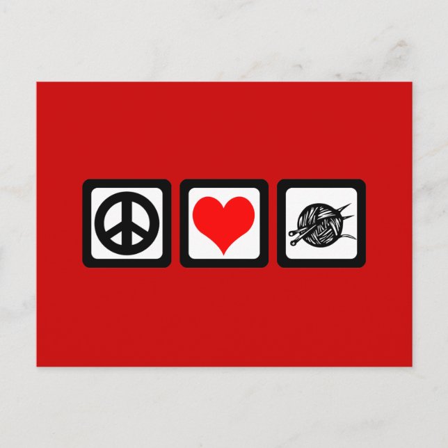 Peace love knit postcard (Front)