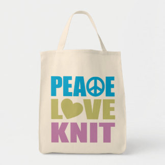 Peace Love Knit Tote Bag