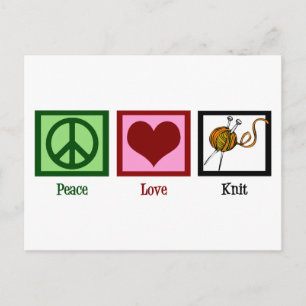 Peace Love & Knitting Postcard