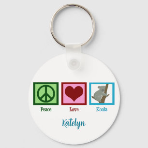 Peace Love Koala Bear Cute Customizable Key Ring