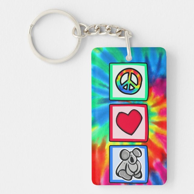 Peace, Love, Koalas Key Ring (Front)