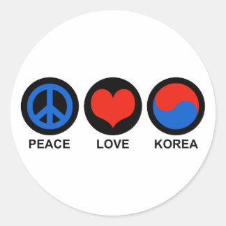 Peace Love Korea Classic Round Sticker