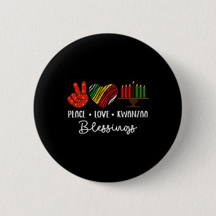 Peace Love Kwanzaa Blessings Christmas African Hol 6 Cm Round Badge
