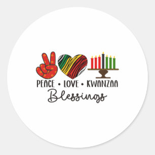 Peace Love Kwanzaa Blessings Christmas African Hol Classic Round Sticker