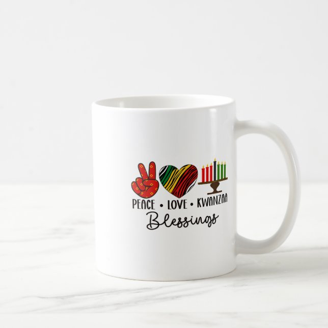 Peace Love Kwanzaa Blessings Christmas African Hol Coffee Mug (Right)