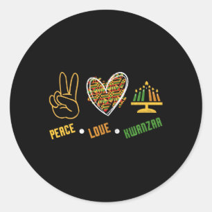 Peace Love Kwanzaa Kinara African American Black C Classic Round Sticker