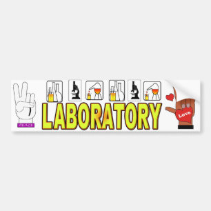 PEACE LOVE LABORATORY BUMPER STICKER