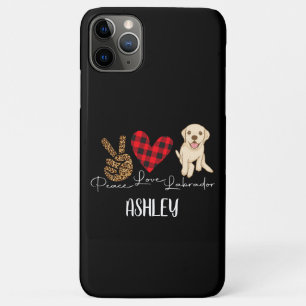 Peace Love Labrador Retriever Plaid Cute Dog Lover iPhone 11 Pro Max Case