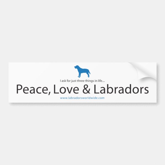 Peace, Love & Labradors Bumper Sticker (Front)