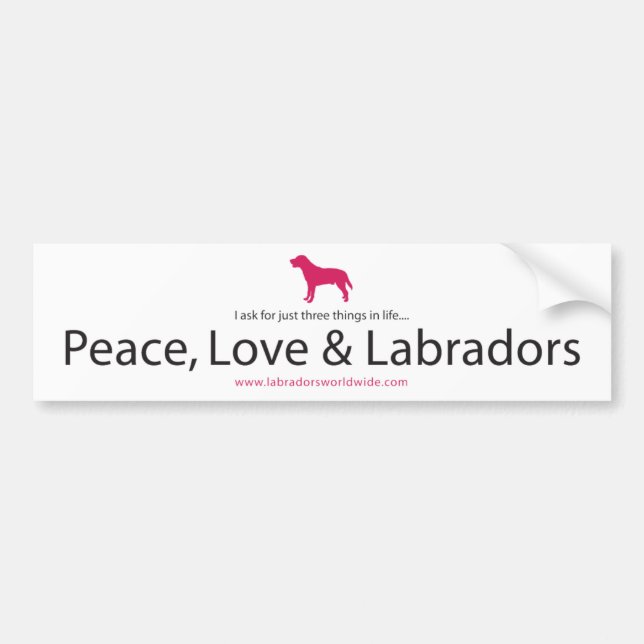 Peace, Love & Labradors Bumper Sticker (Front)