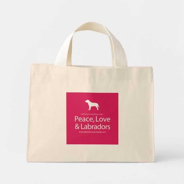 Peace, Love & Labradors Mini Tote Bag (Front)
