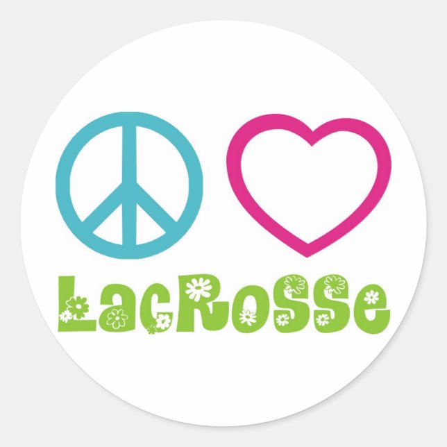 Peace Love Lacrosse Classic Round Sticker (Front)