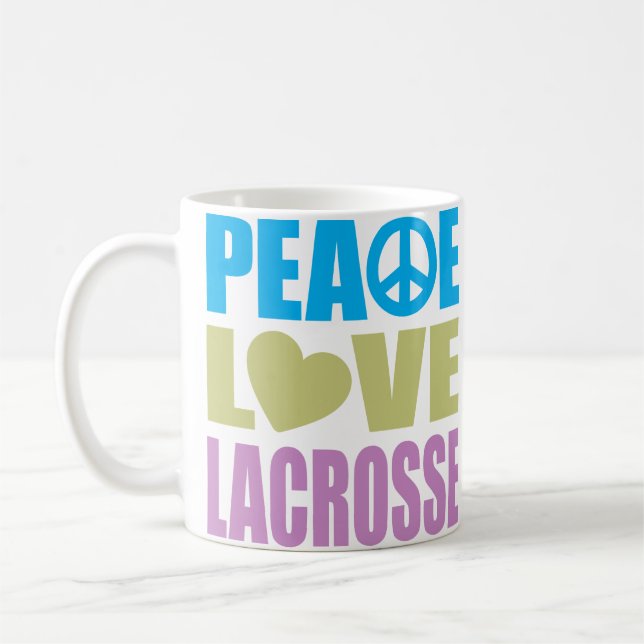 Peace Love Lacrosse Coffee Mug (Left)