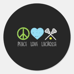 Peace Love Lacrosse Cool Lax Player Goalie Hippie Classic Round Sticker