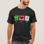 Peace Love Lacrosse T-Shirt<br><div class="desc">A great Lacrosse player gift. Peace sign,  heart,  and someone playing lacrosse.</div>