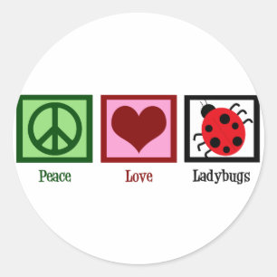 Peace Love Ladybugs Classic Round Sticker