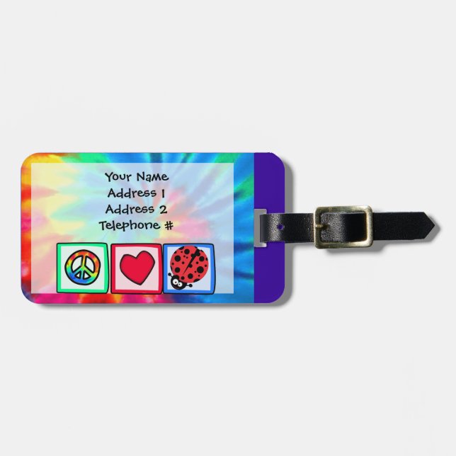 Peace, Love, Ladybugs Luggage Tag (Front Horizontal)